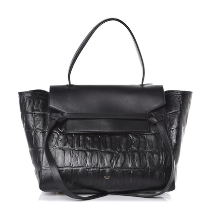 Celine Calfskin Crocodile Embossed Small Belt Bag Black 2 of 7
