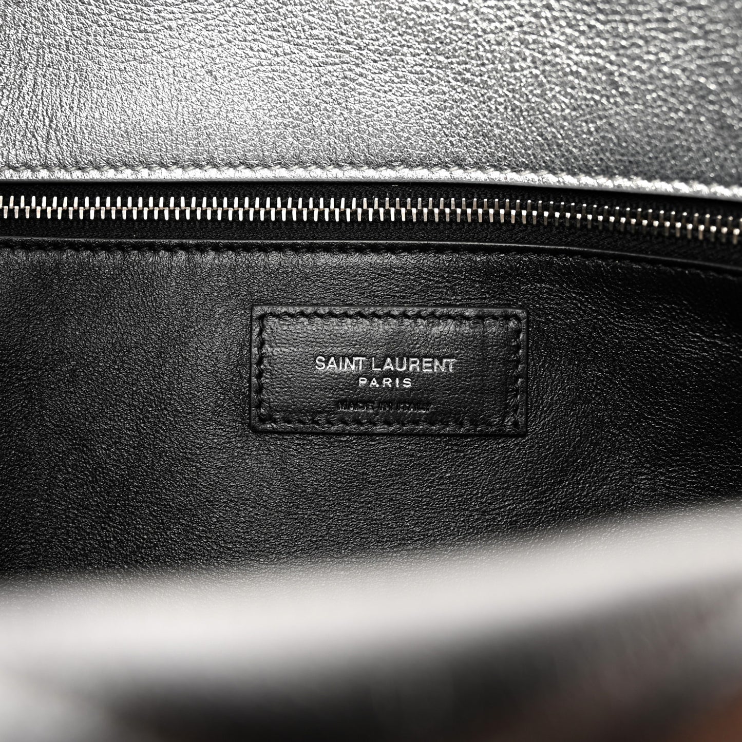 Metallic Lambskin Quilted Sade Puffer Envelope Clutch Argento