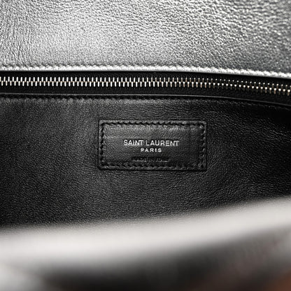 Saint Laurent Metallic Lambskin Quilted Sade Puffer Envelope Clutch Argento 6 of 7