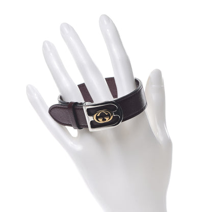Gucci 18K Yellow Gold Calfskin Interlocking Bracelet Bordeaux 2 of 4