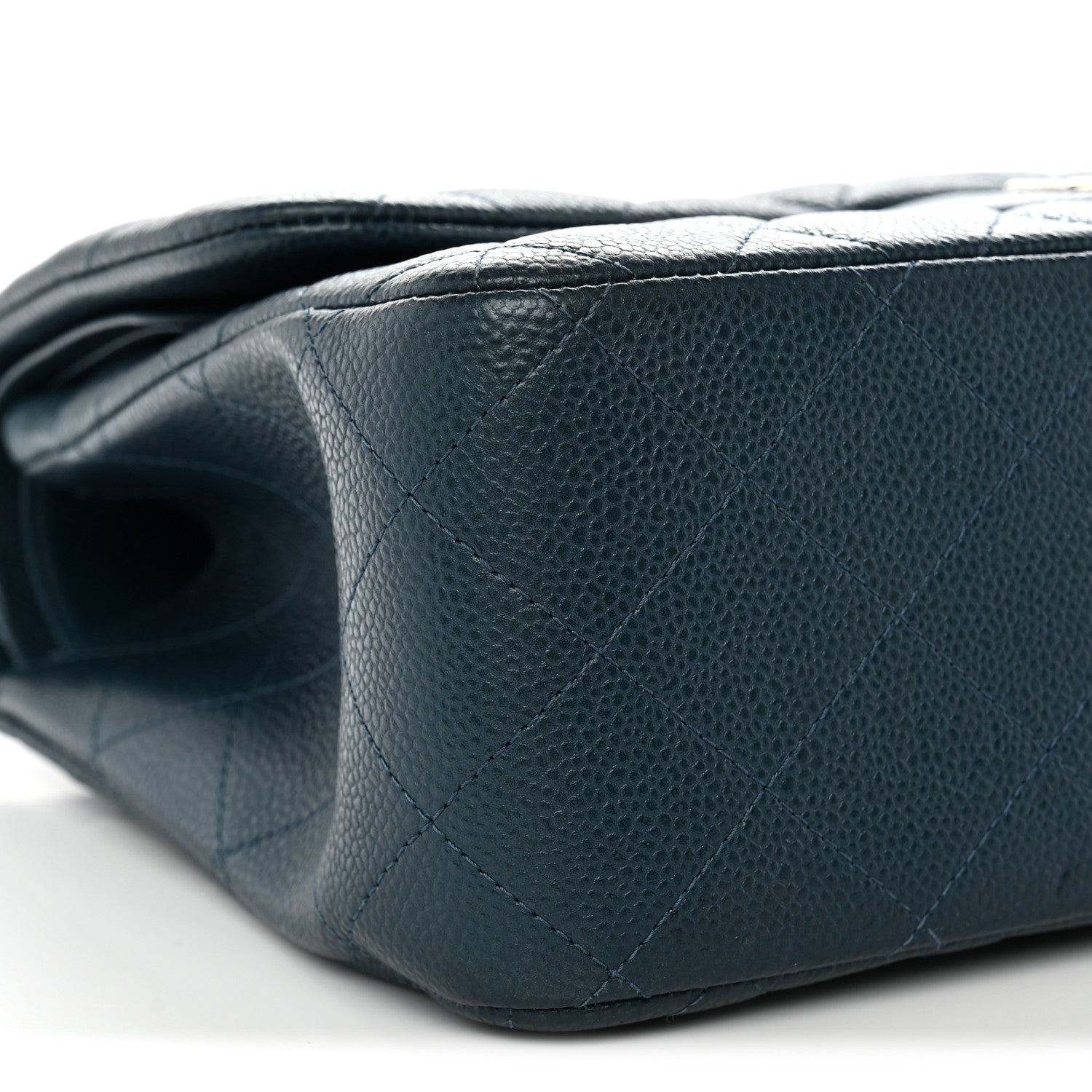 Chanel Metallic Caviar Quilted Jumbo Double Flap Dark Blue 9 of 13