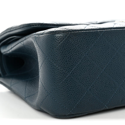 Chanel Metallic Caviar Quilted Jumbo Double Flap Dark Blue 9 of 13