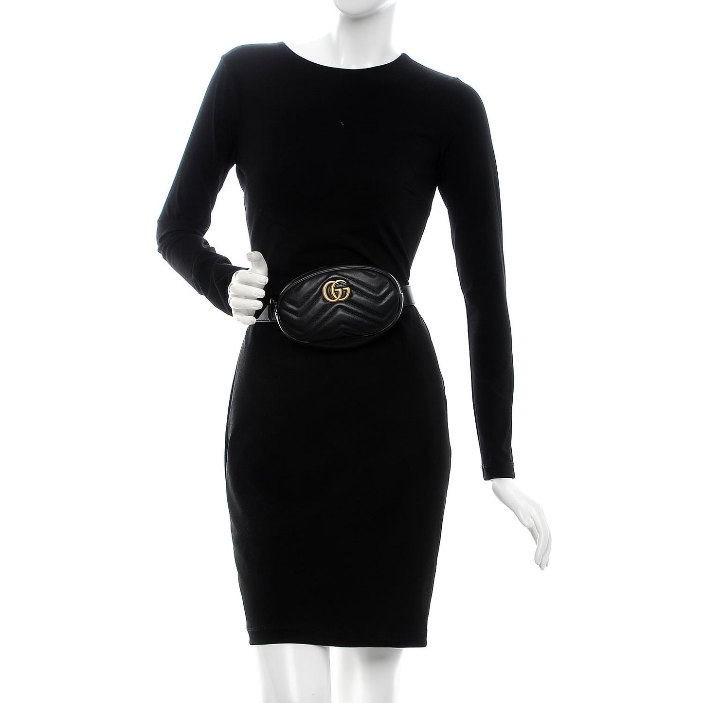 Calfskin Matelasse GG Marmont Belt Bag 85 34 Black