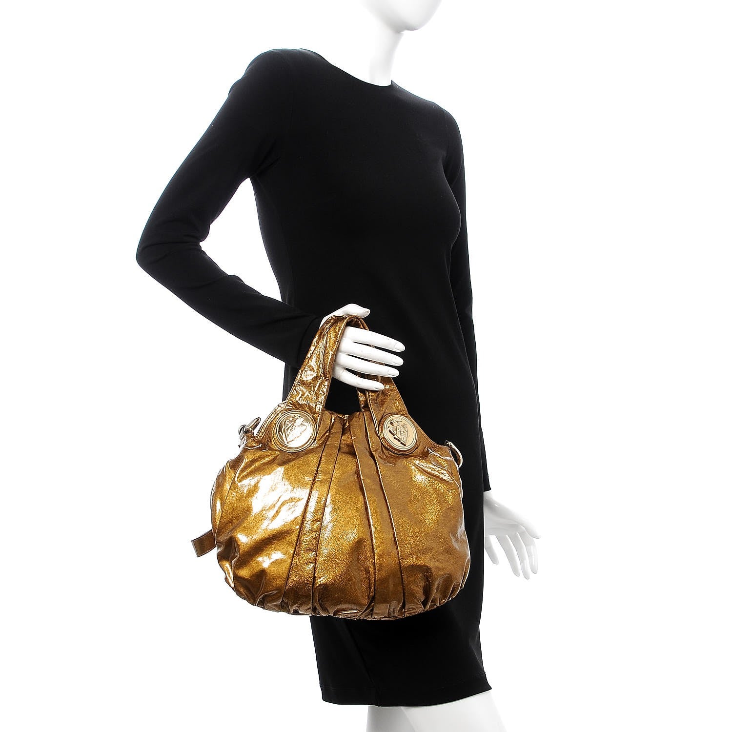 Gucci Metallic Patent Small Hysteria Gold 3 of 11