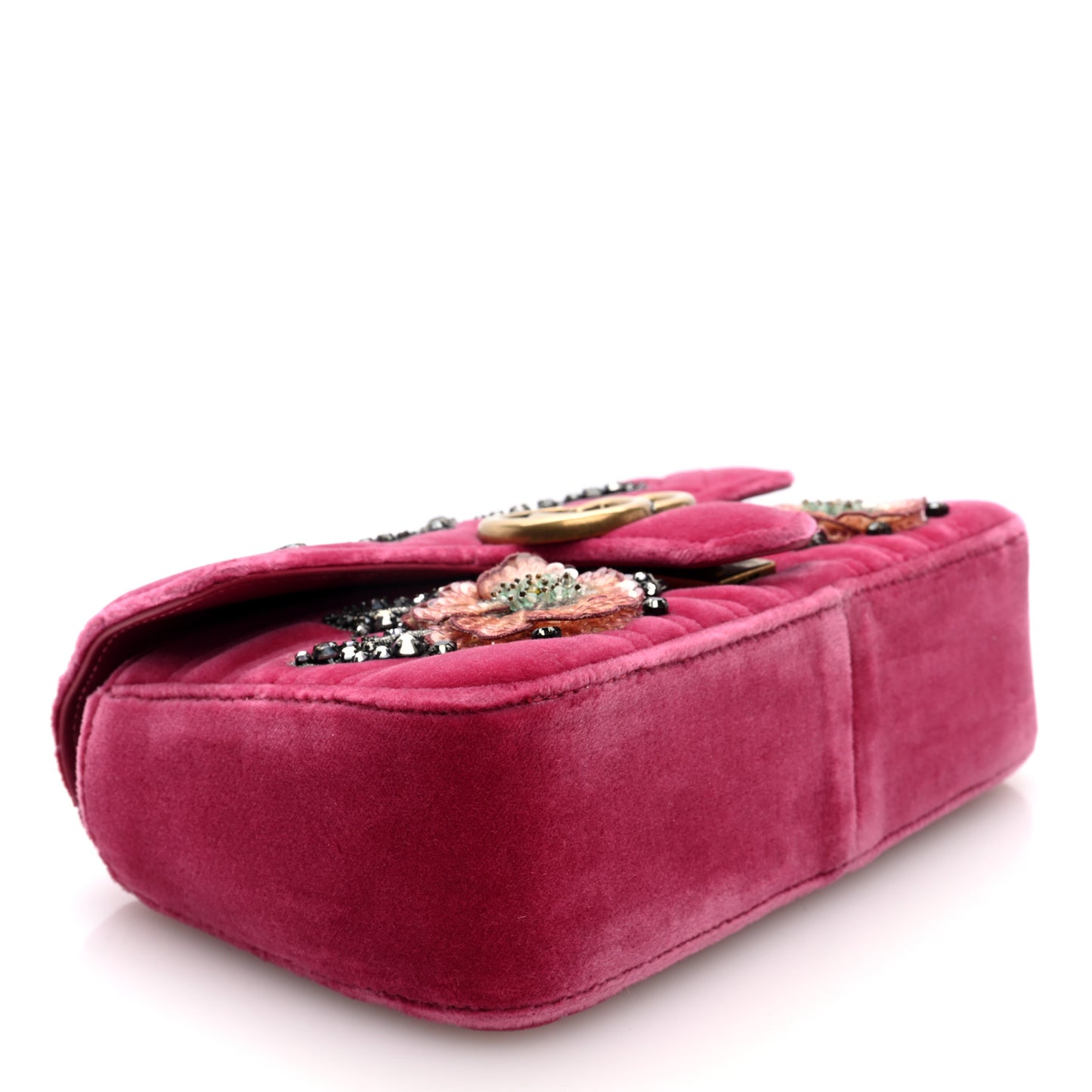 Velvet Matelasse Embroidered Mini GG Marmont Shoulder Bag Light Raspberry Rose