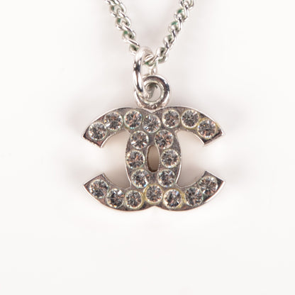 Chanel Crystal Timeless CC Necklace Silver 3 of 7