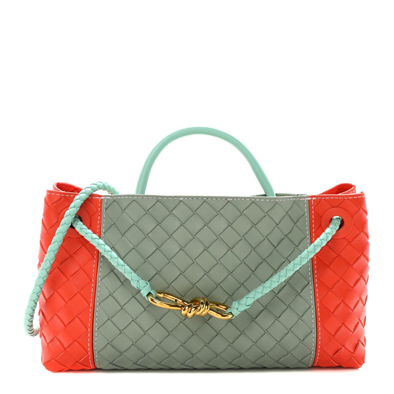 Bottega Veneta Nappa Intrecciato Small East West Andiamo Shoulder Bag New Sauge Orange Celadon 1 of 9