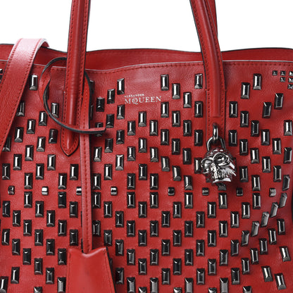 Alexander McQueen Calfskin Small Studded Padlock Zip Around Tote Red 11 of 11