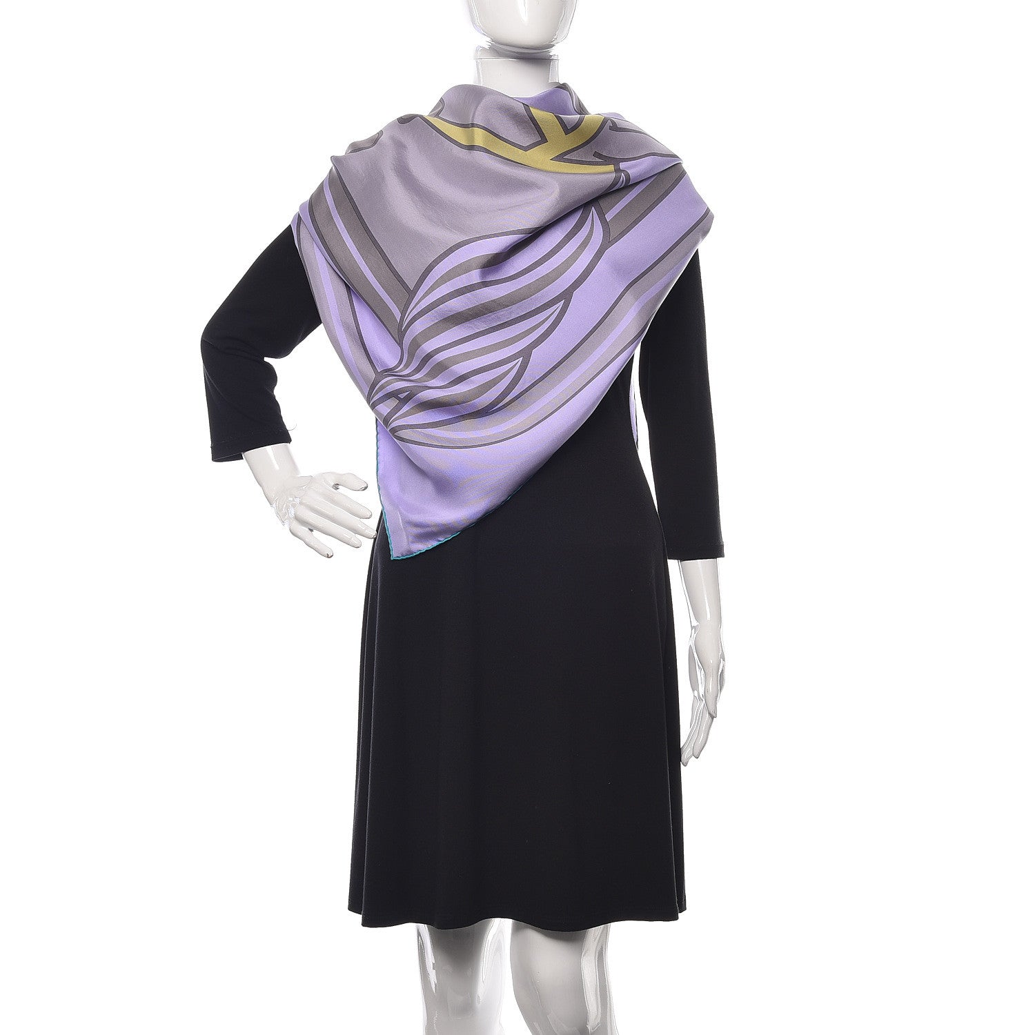 Hermes Silk Dip Dye Quadridge Scarf 140 Lilac Gris Chartreuse 2 of 6