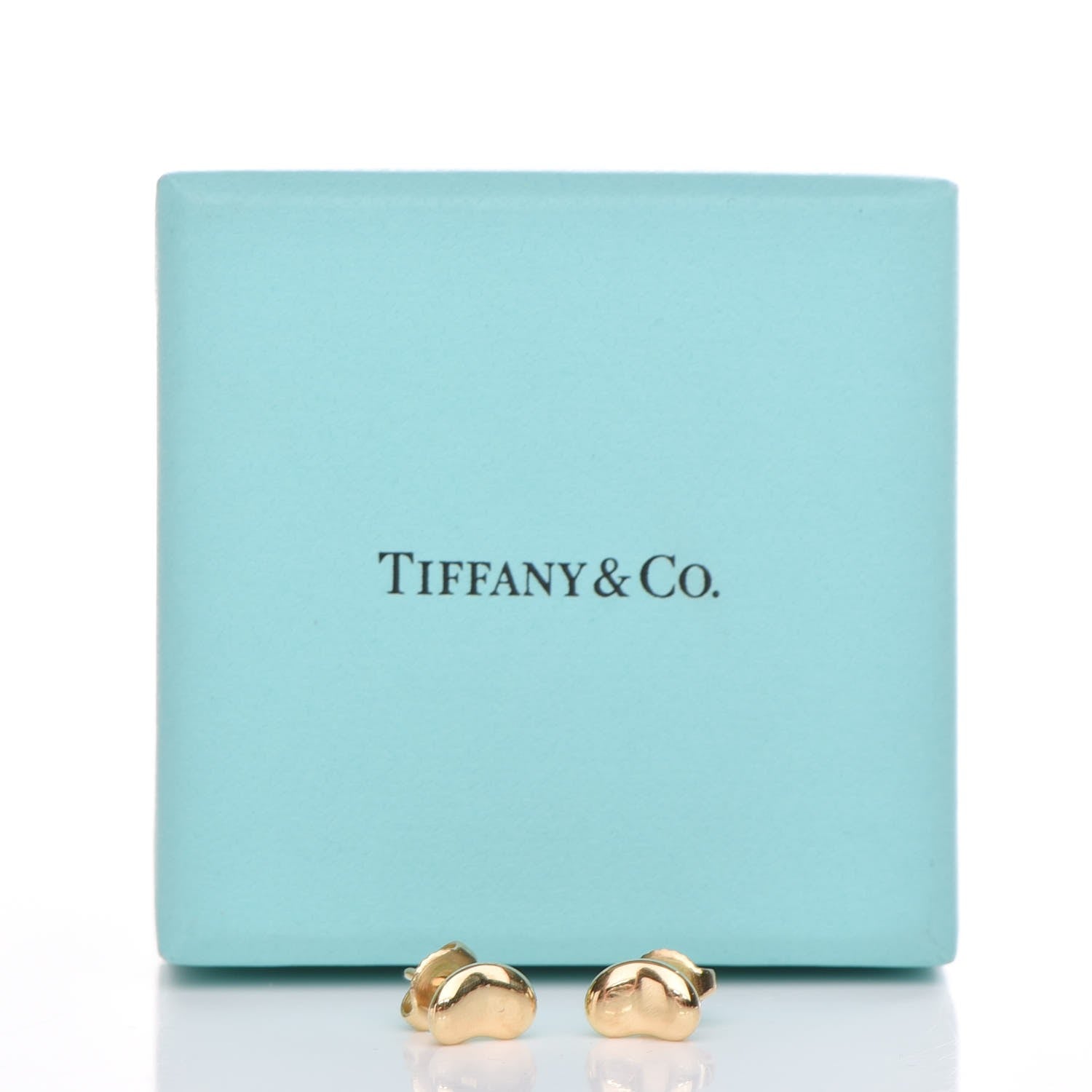 Tiffany 18K Yellow Gold 5mm Elsa Peretti Bean Earrings 5 of 5