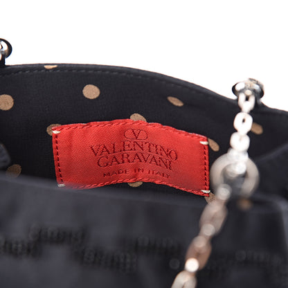 Valentino Garavani Satin Sequin Embellished Micro Shopping Bag Black 6 of 13