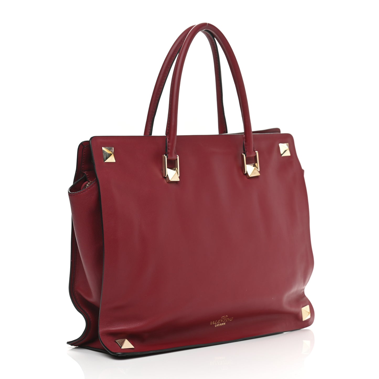 Vitello Macro Rockstud Runway Tote Scarlet