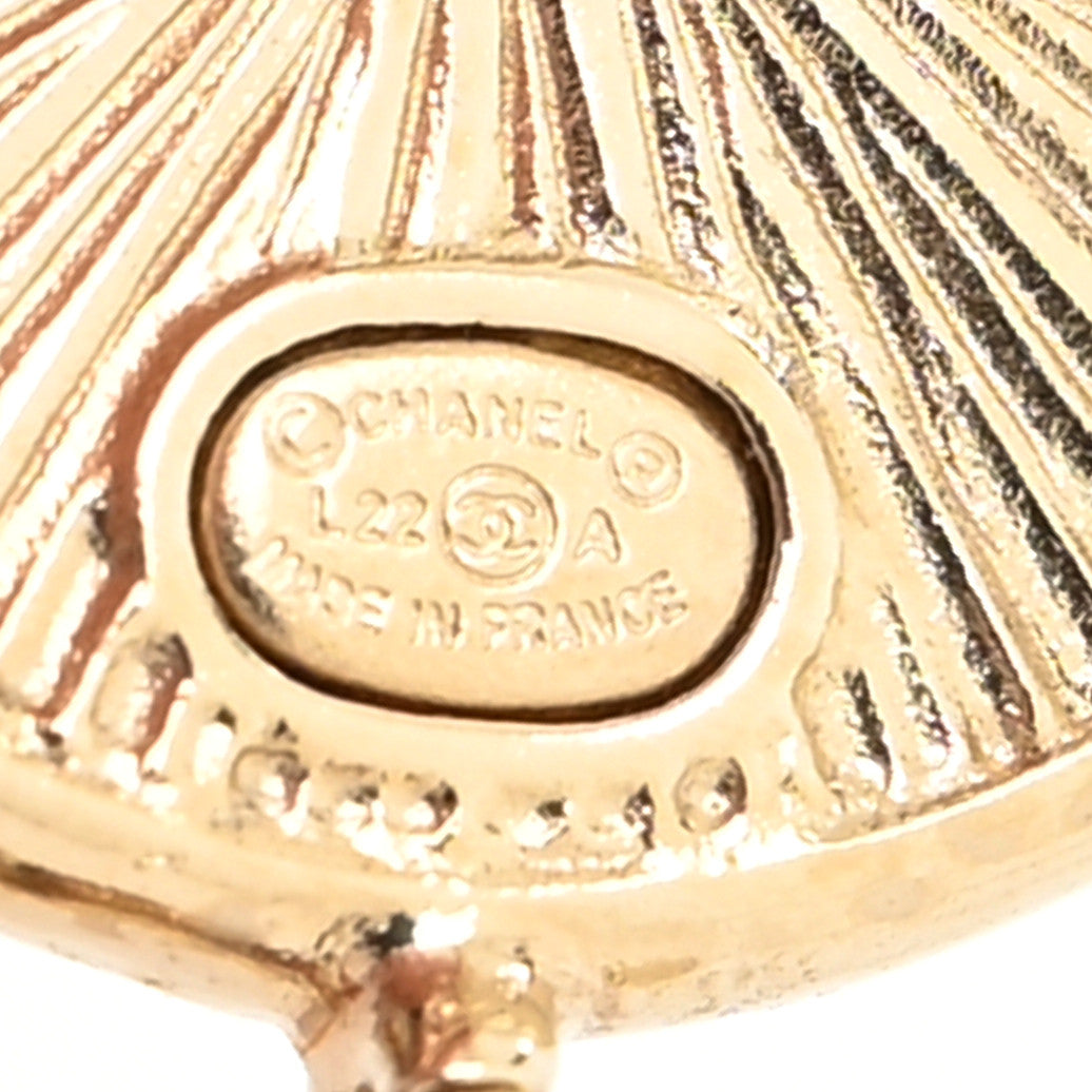 Chanel Metal Round CC Medallion Drop Earrings Gold Multicolor 4 of 4