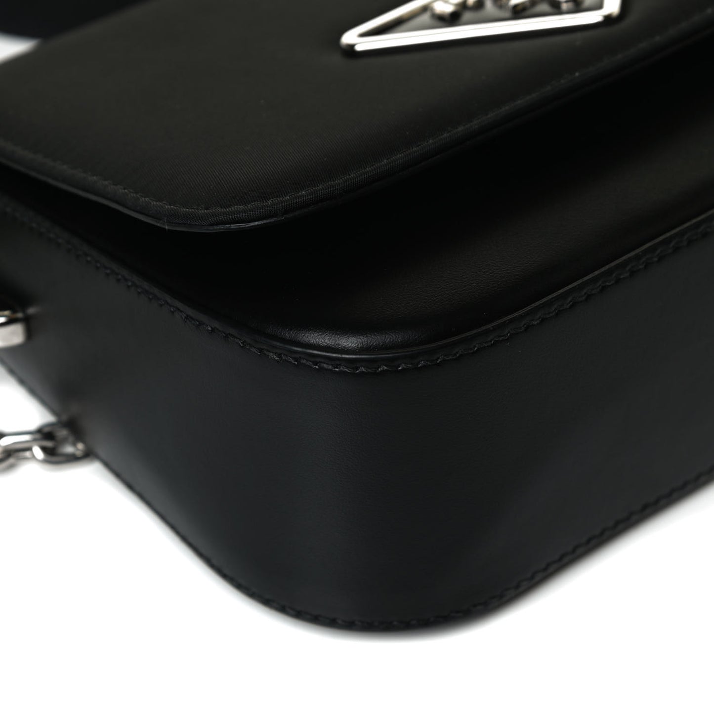 Nylon Calfskin Identity Shoulder Bag Black