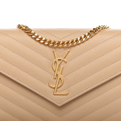Saint Laurent Grain De Poudre Matelasse Chevron Monogram Chain Wallet Nude Powder 9 of 9