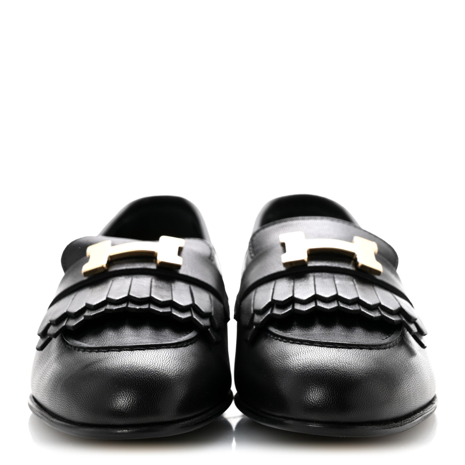 Hermes Goatskin Womens Royal Loafers 35 Black 3 of 9
