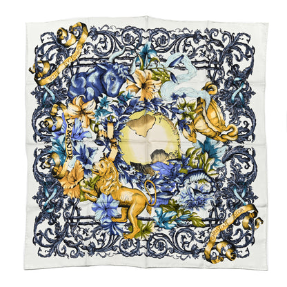 Christian Dior Silk Le Monde 90 Square Scarf White Multicolor 1 of 4