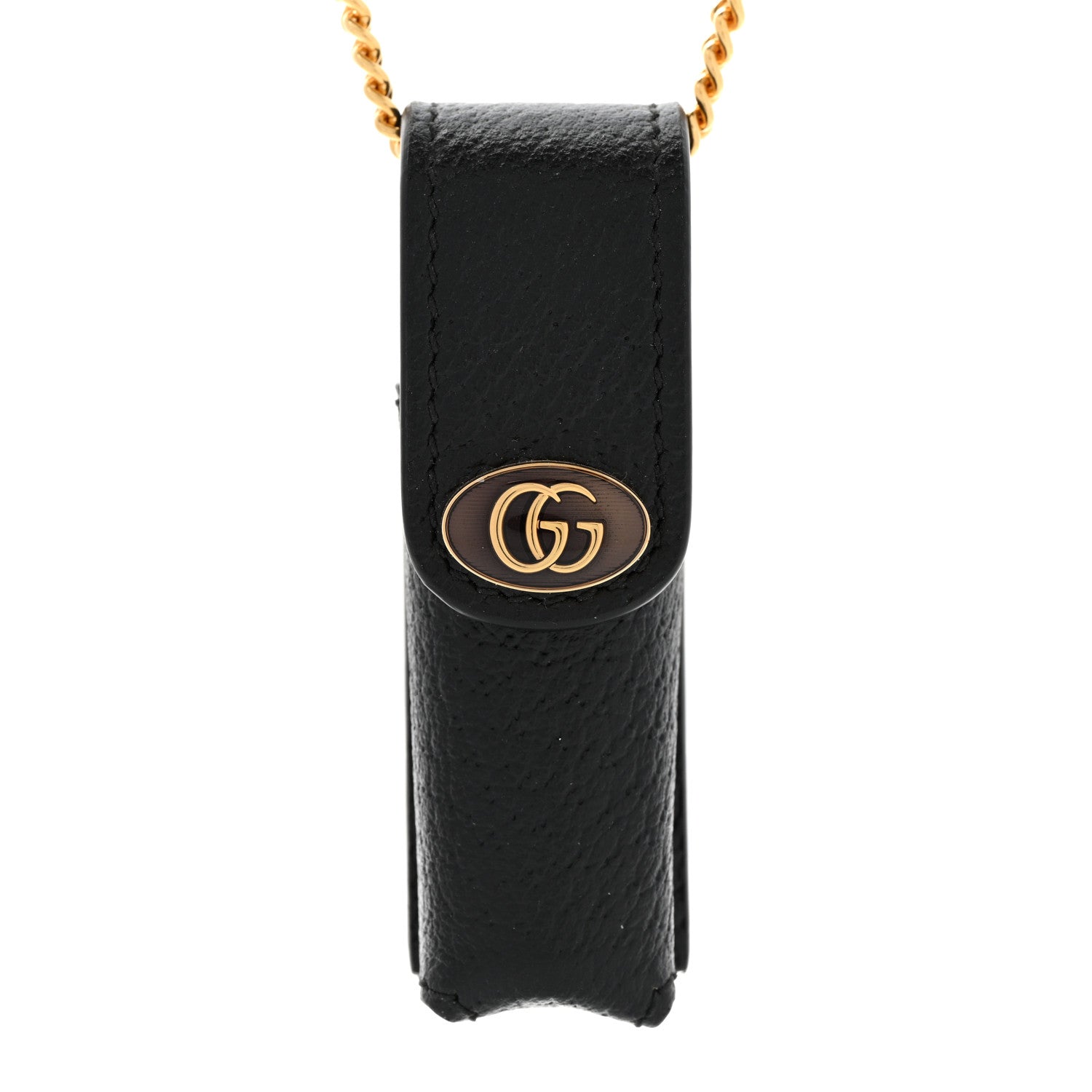 Gucci Textured Dollar Calfskin Enamel GG Lipstick Holder Necklace Black 4 of 8