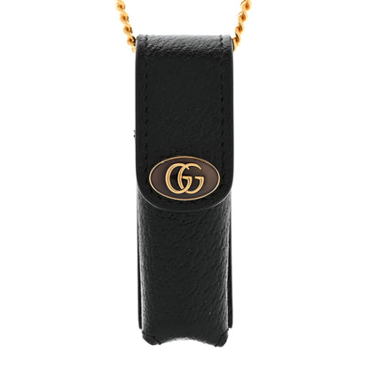 Gucci Textured Dollar Calfskin Enamel GG Lipstick Holder Necklace Black 4 of 8