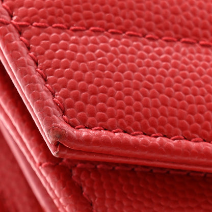 Saint Laurent Grain De Poudre Matelasse Chevron Monogram Chain Wallet Red 14 of 14