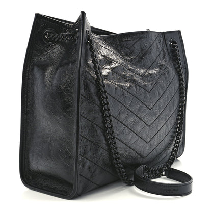 Saint Laurent Crinkled Calfskin Matelasse Monogram Medium Niki Shopper Tote Black 3 of 12