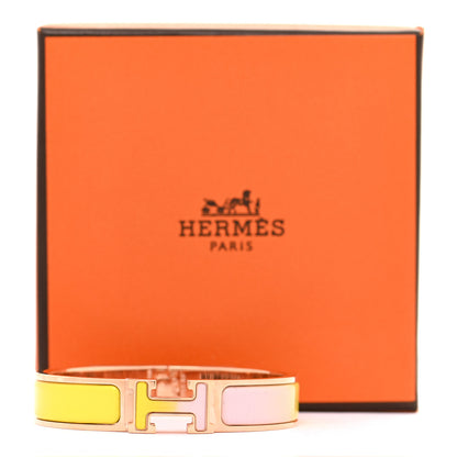 Hermes Enamel Narrow Clic Clac H Fusion Bracelet PM Rose Candeur Jaune Tennis 6 of 6