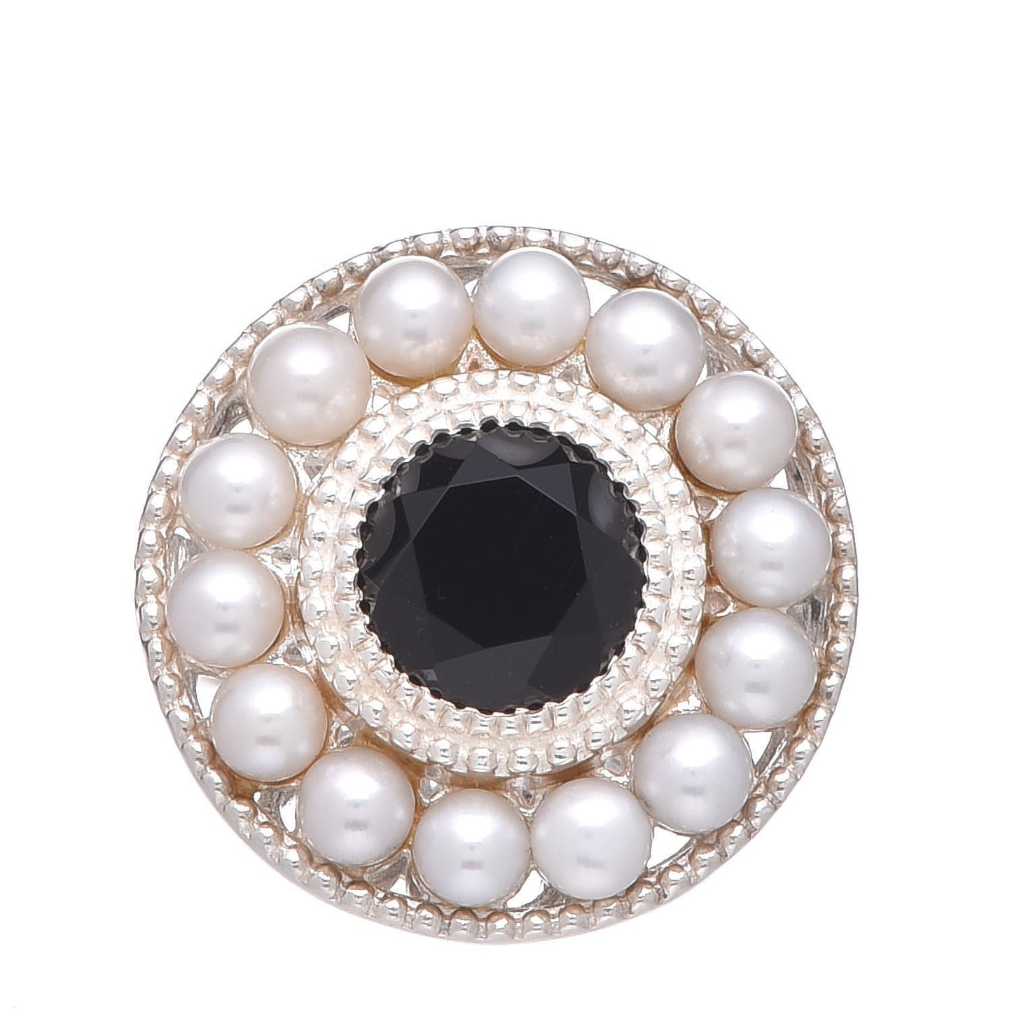 Sterling Silver Black Onyx Freshwater Pearl Ziegfeld Ring 49 5