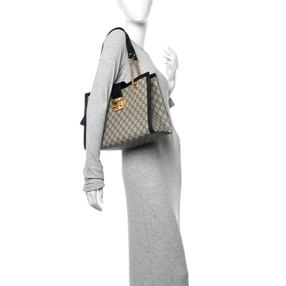 Gucci GG Supreme Monogram Medium Padlock Tote Black 2 of 12
