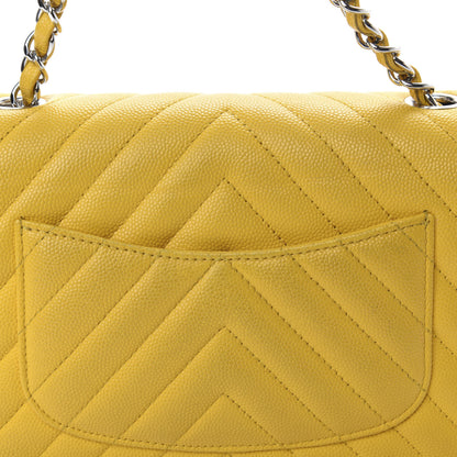 Chanel Caviar Chevron Quilted Mini Rectangular Flap Yellow 8 of 11