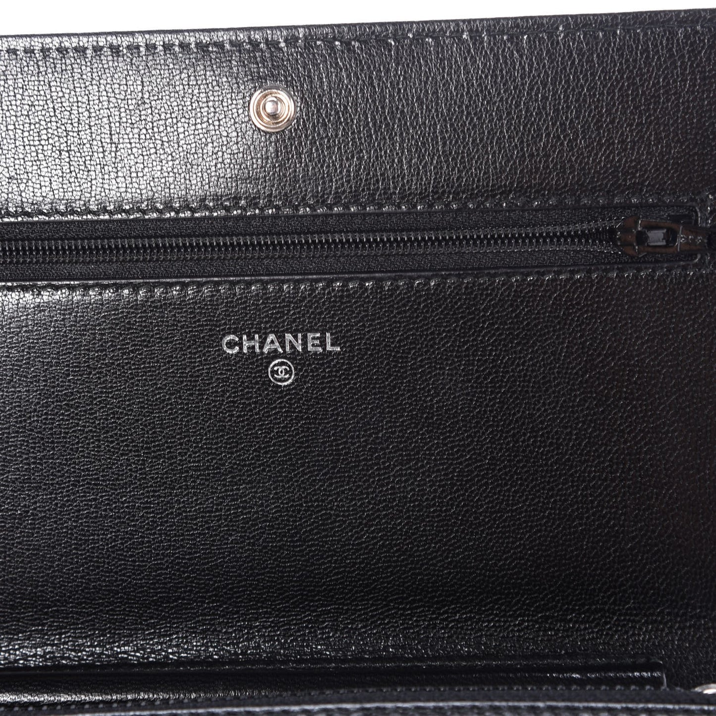 Goatskin Quilted Diamond CC Wallet On Chain WOC Black