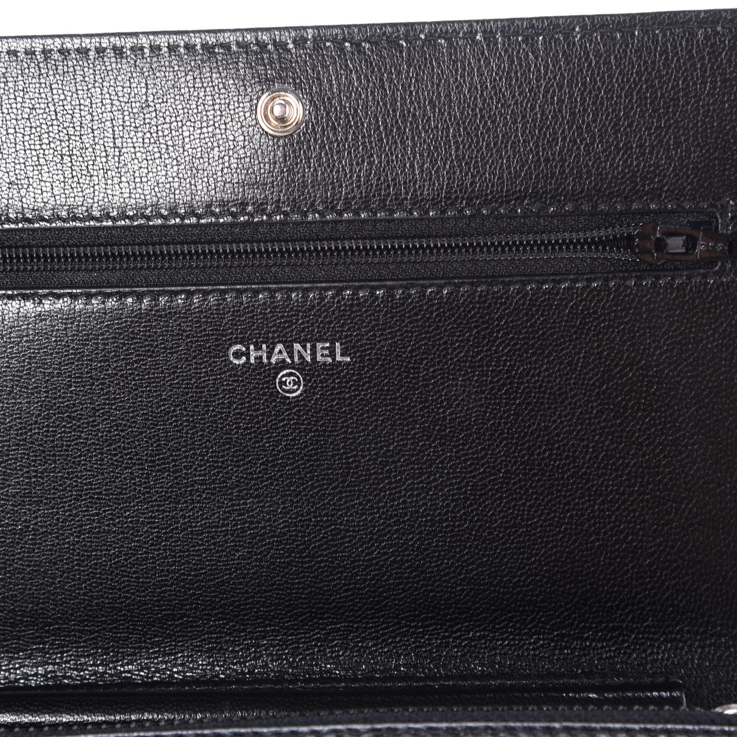 Chanel Goatskin Quilted Diamond CC Wallet On Chain WOC Black 6 of 10
