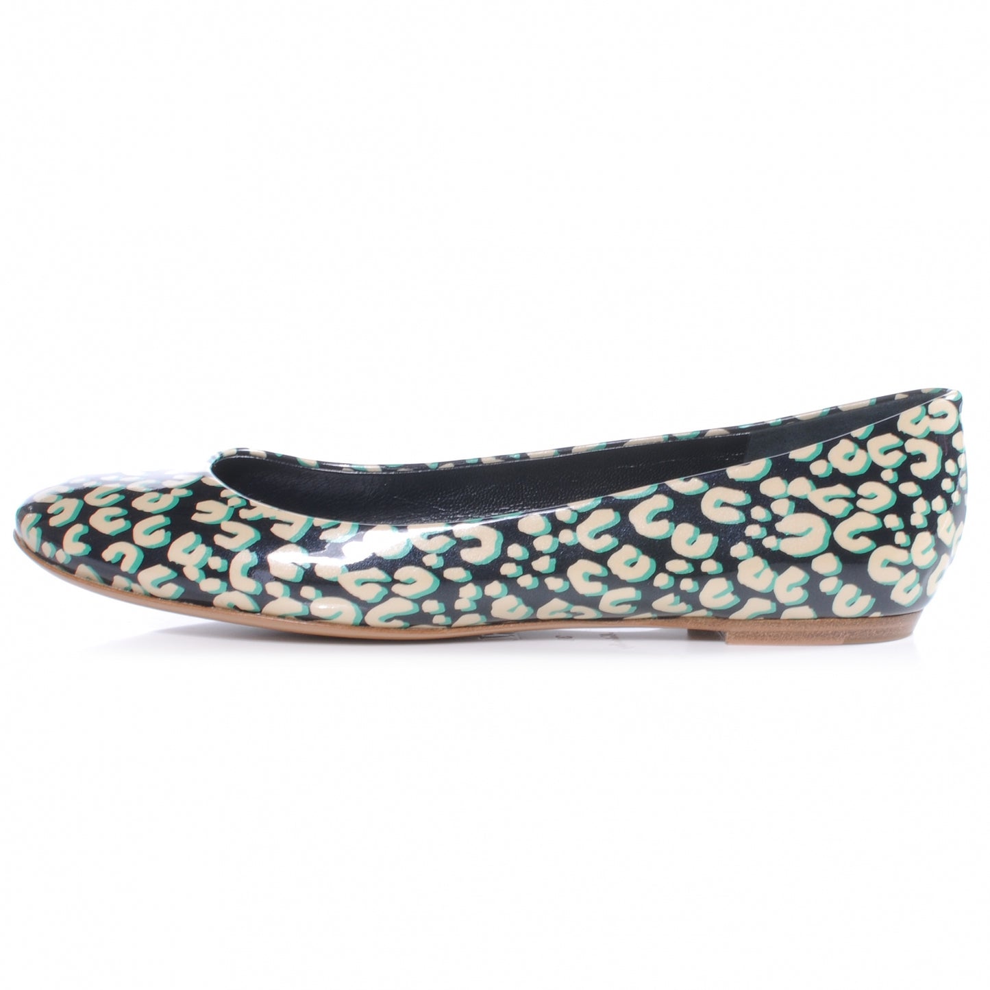 Patent Leopard Ballet Flats 38 Blue Infini