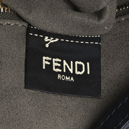 Fendi Glazed Fabric Vitello Century Plexiglass FF 1974 Stamp Patch Medium Runaway Shopper Tote Mogano Panna Black 6 of 14