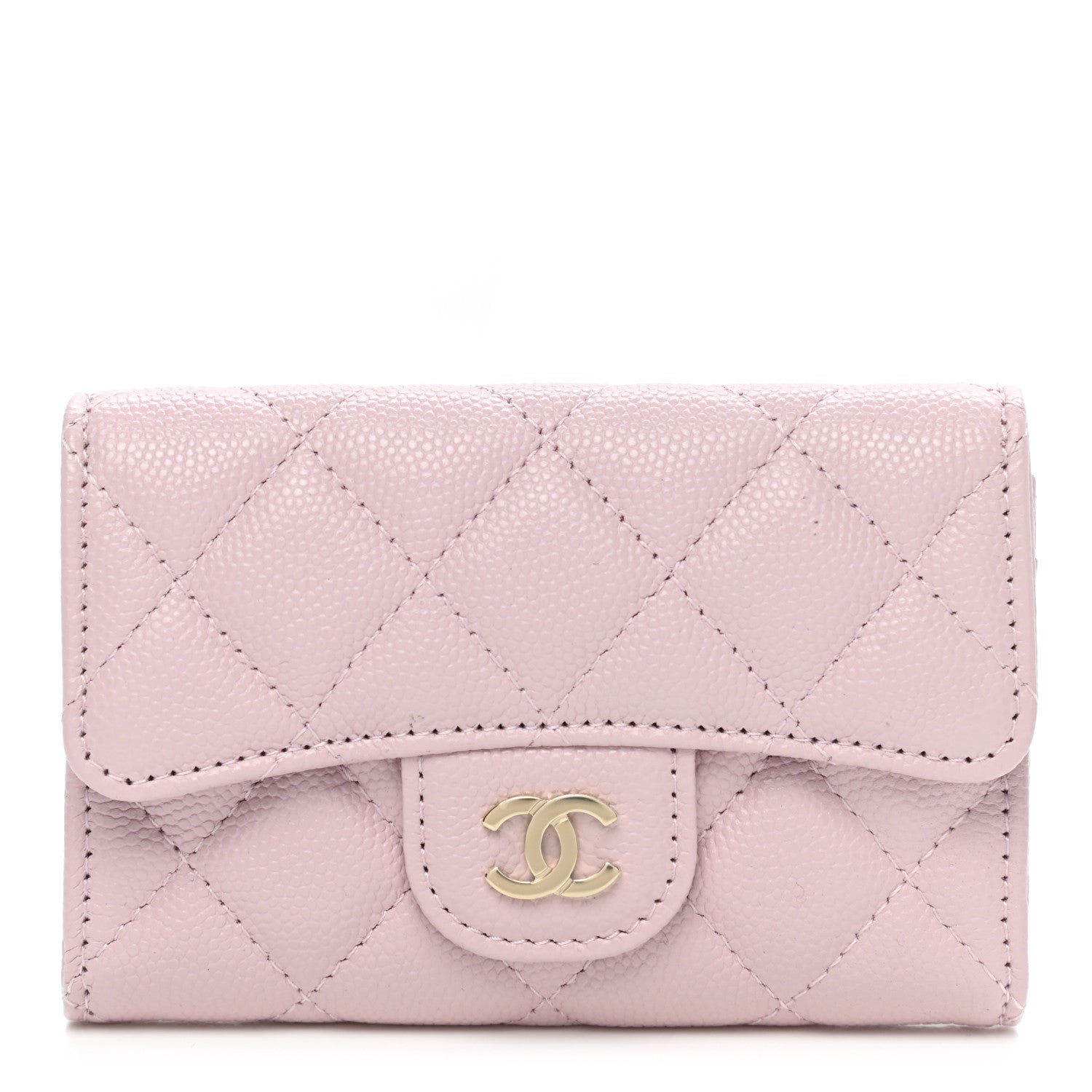 Chanel Caviar Quilted Flap Card Holder Wallet Light Pink 1 of 9