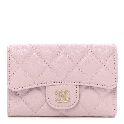 Chanel Caviar Quilted Flap Card Holder Wallet Light Pink 1 of 9