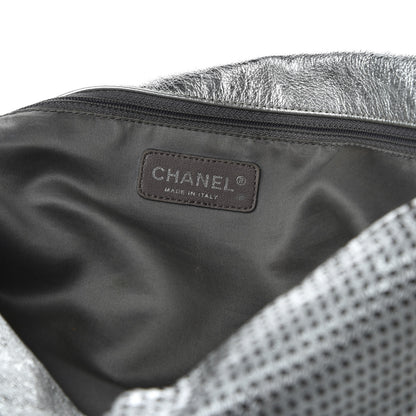 Chanel Metallic Glazed Calfskin Perforated Large Rodeo Drive Tote Silver 6 of 10