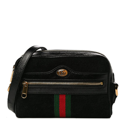 Gucci Suede Patent Web Mini Ophidia Shoulder Bag Black 1 of 10