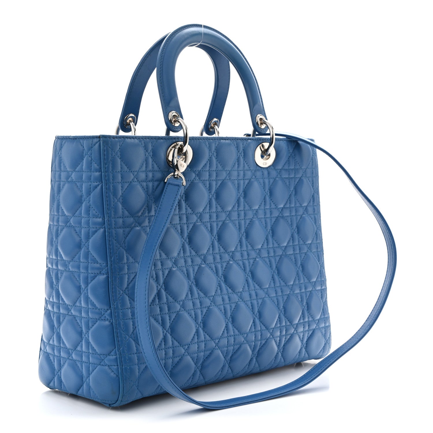 Christian Dior Lambskin Cannage Large Lady Dior Blue 3 of 11