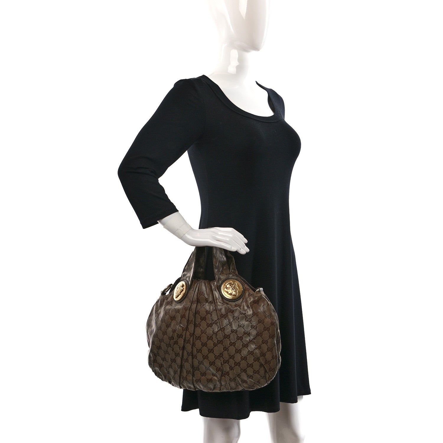 Gucci Crystal Monogram Small Hysteria Tote Dark Brown 2 of 9