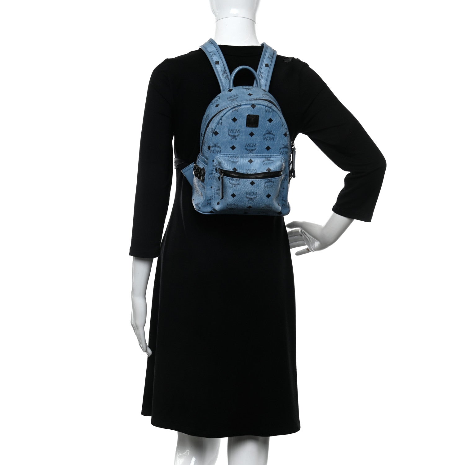 MCM Visetos Side Stud Mini Stark Backpack Blue 2 of 6