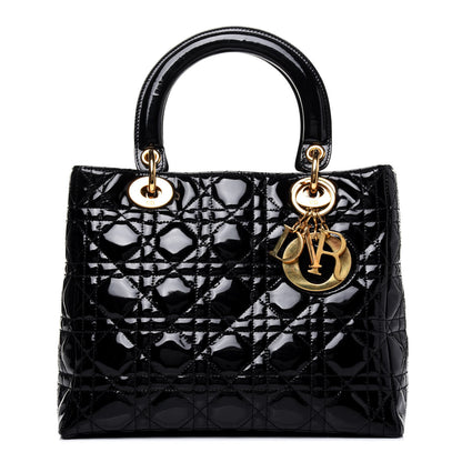 Christian Dior Patent Cannage Medium Lady Dior Black 1 of 17