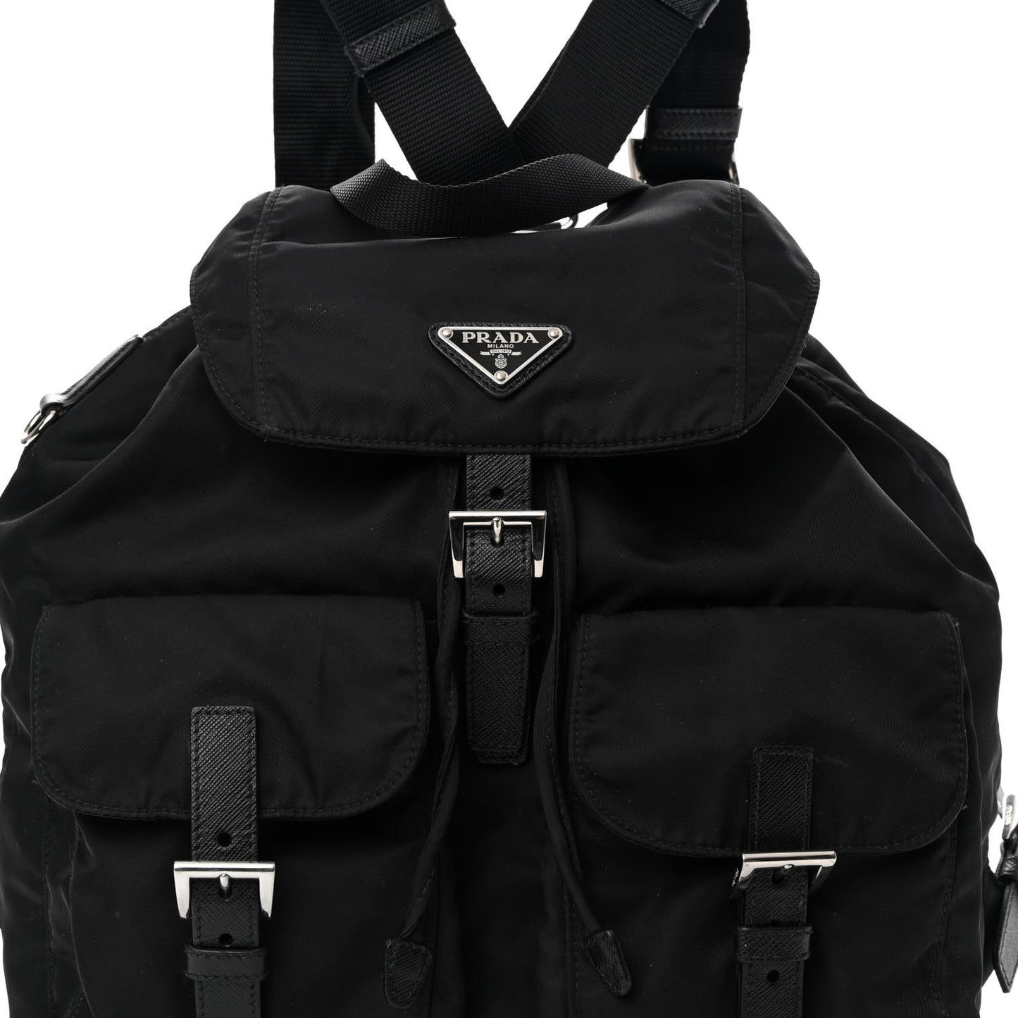 Tessuto Nylon Saffiano Medium Backpack Black