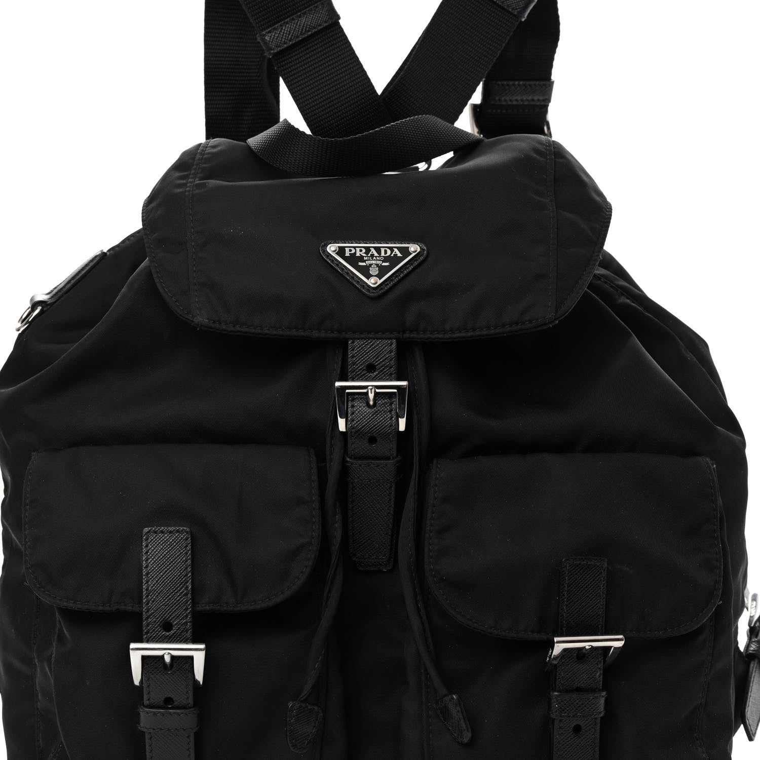 Prada Tessuto Nylon Saffiano Medium Backpack Black 8 of 13
