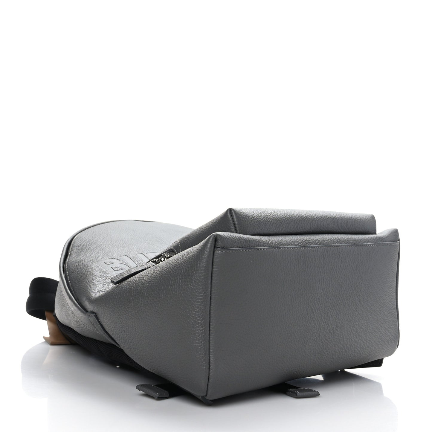 Calfskin Logo Embossed Backpack Charcoal Grey