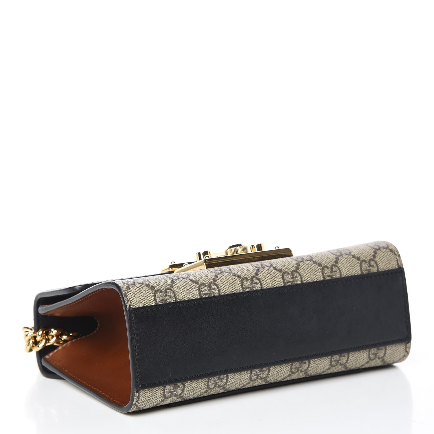 Gucci GG Supreme Monogram Calfskin Small Padlock Shoulder Bag Beige Black Cuir 4 of 15