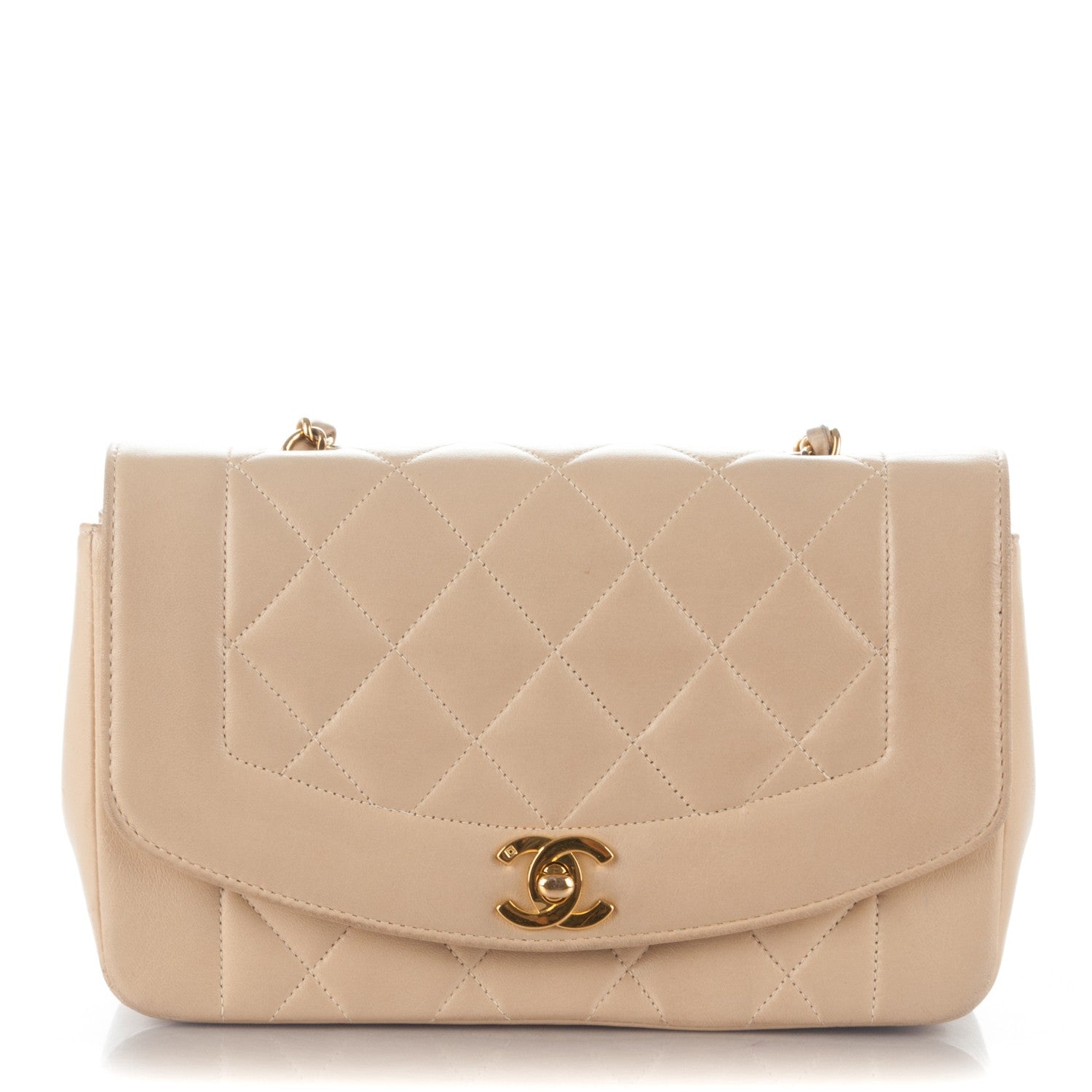 Chanel Lambskin Quilted Small Single Flap Beige 1 of 8