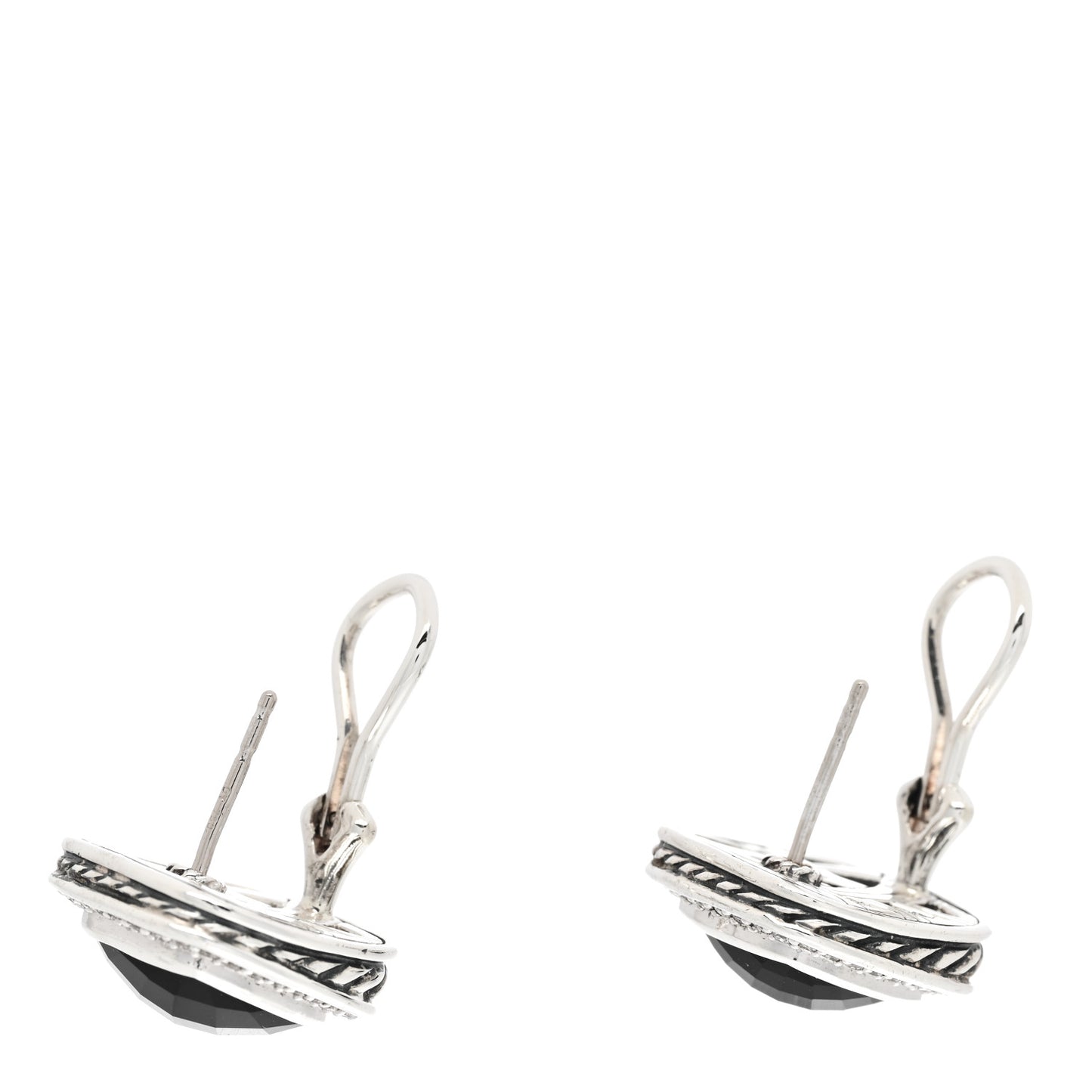 Sterling Silver Pave Diamond Black Onyx 11mm Albion Earrings