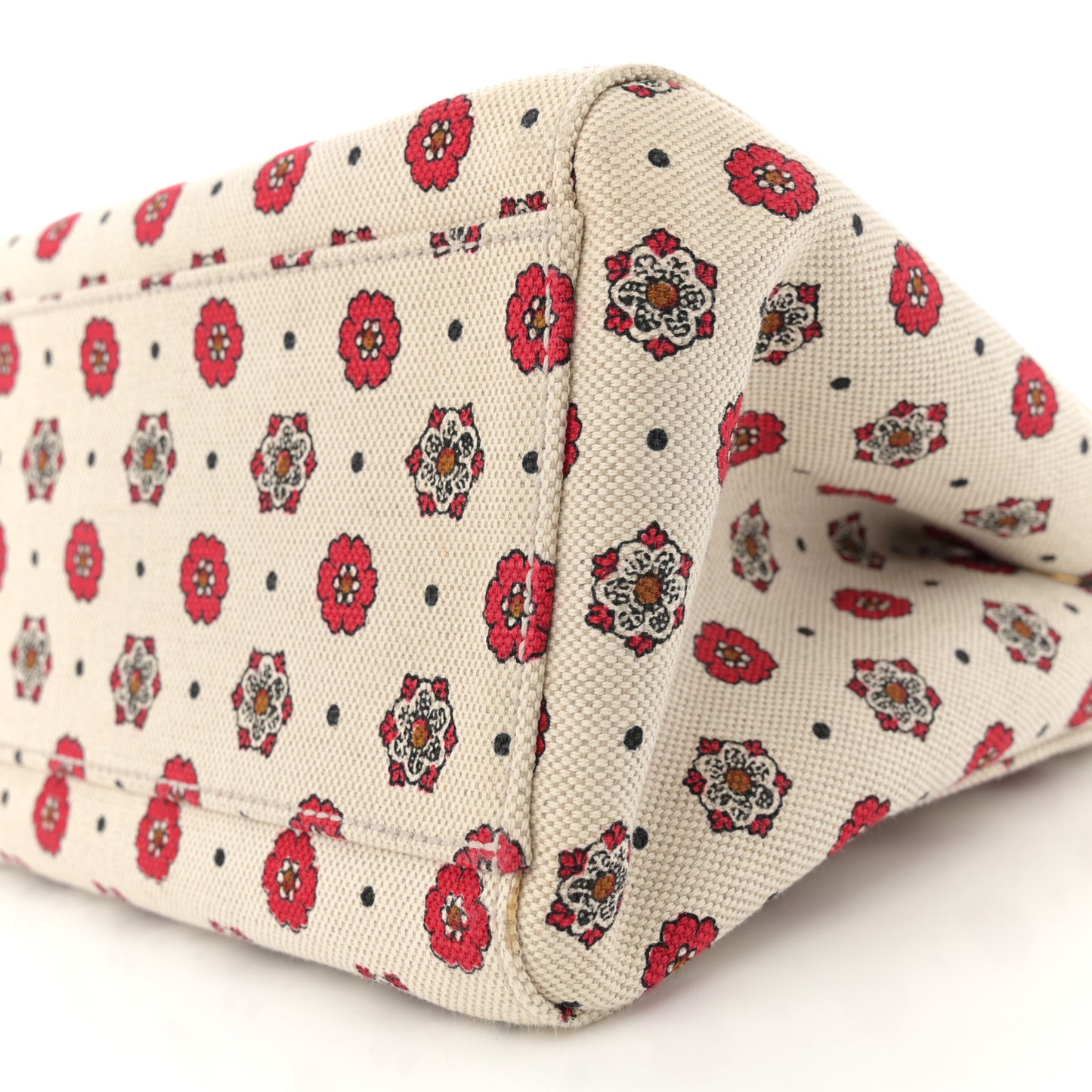 Jacquard Flower Print Tote Red Multicolor