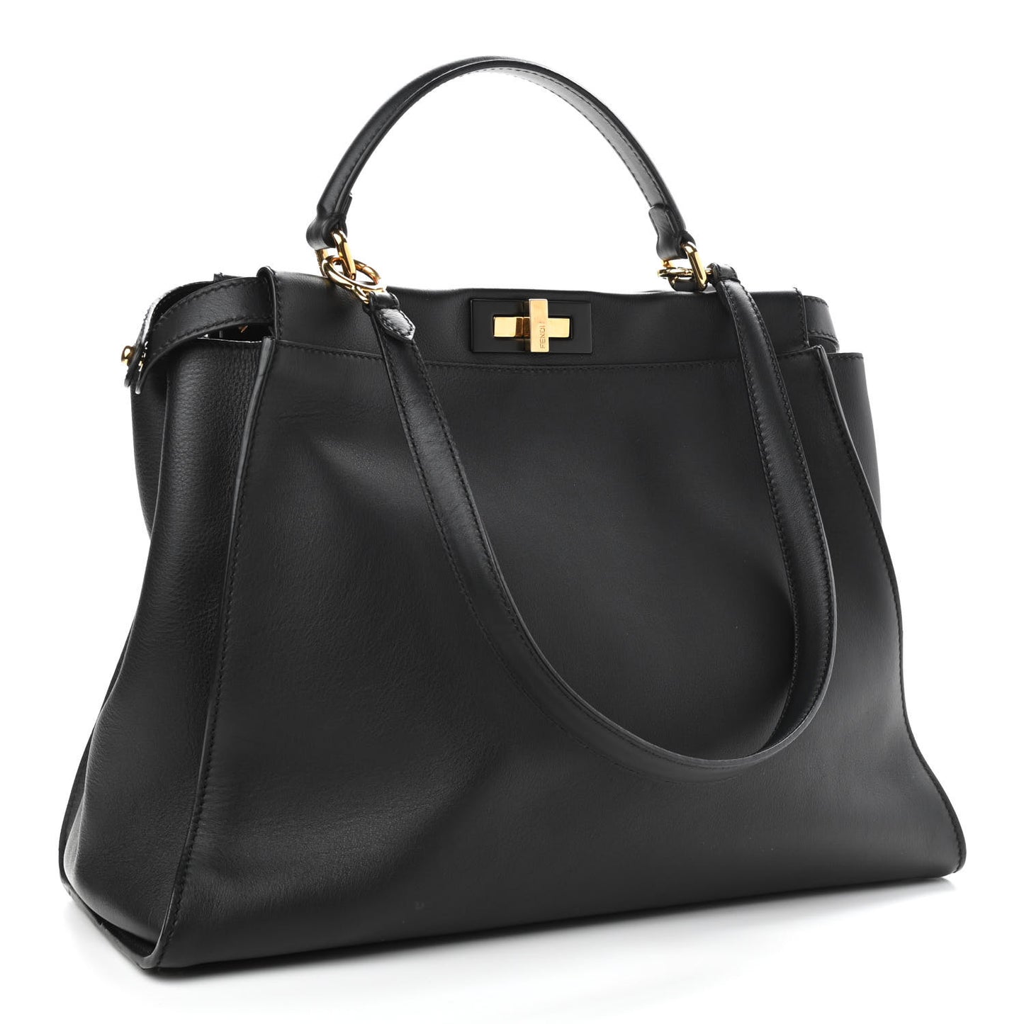 Vitello Seta Shiny Nappa Large Peekaboo Iconic Satchel Black