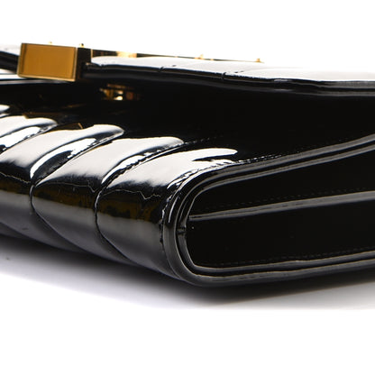 Saint Laurent Patent Calfskin Matelasse Monogram Vicky Chain Bag Black 7 of 7